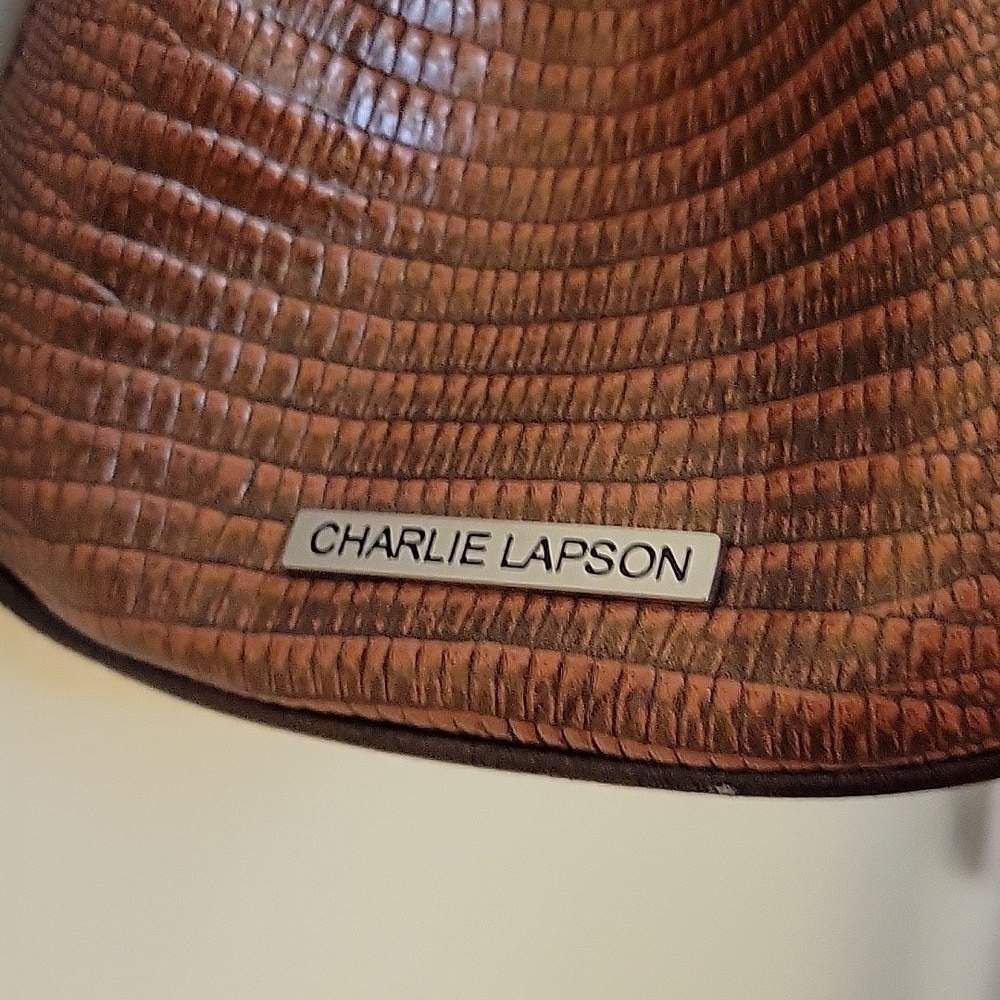 Vtg CHARLIE LAPSON Metallic Copper Brown Baguette Satchel Bag - Picture 4 of 16